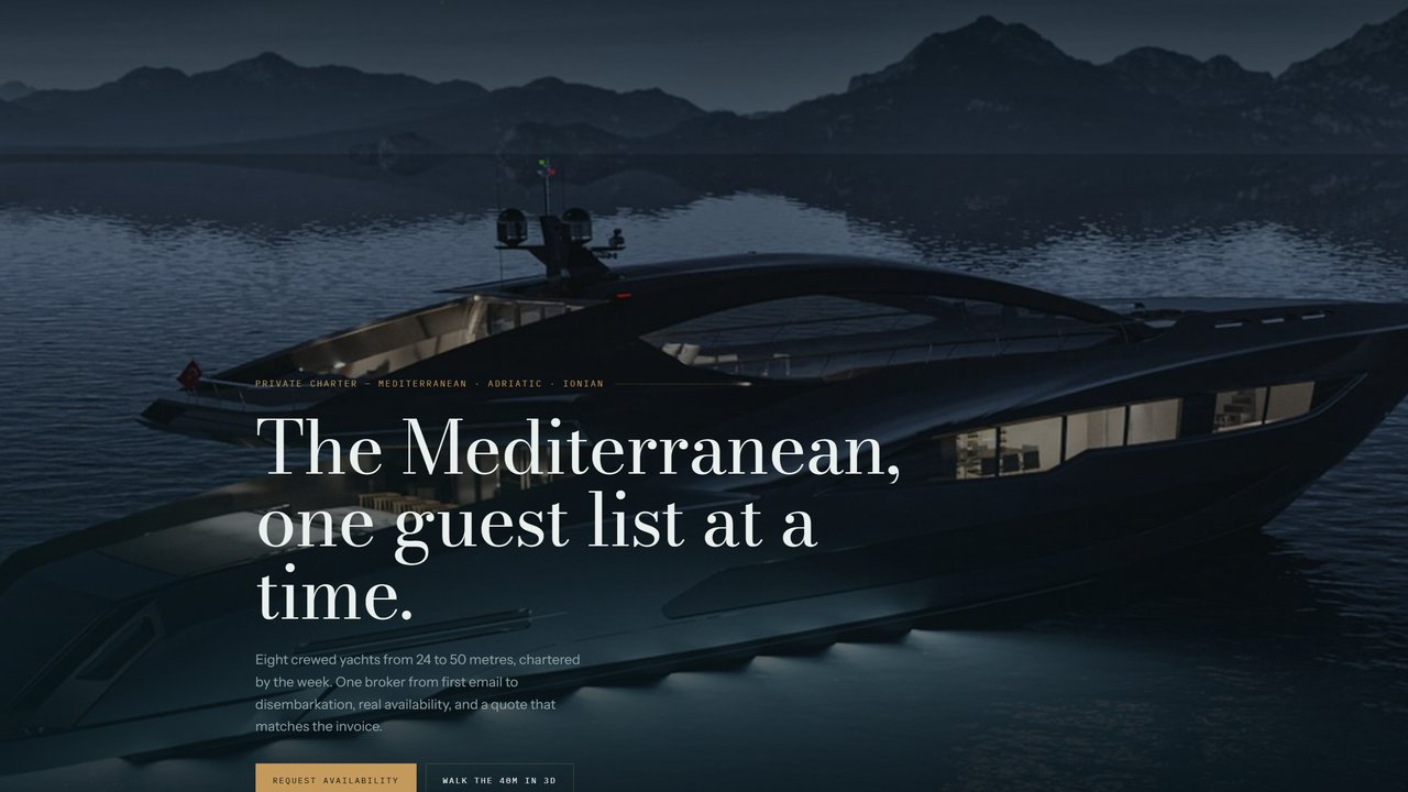 YachtJet — charter site with a 3D fleet